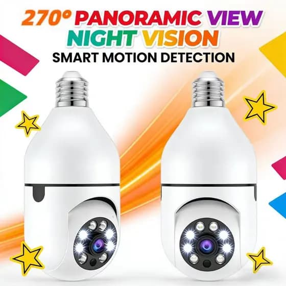 Kit 2 Wi-Fi E27 270 ° Câmera Full HD 1080p Com Visão Noturna Colorida E Áudio Bidirecional