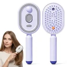 Escova de Massagem com Almofada de Ar e Spray Elétrico, Escova de Cabelo Elétrica 3 em 1 com Spray de Névoa, Escova de M