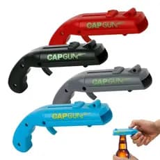 Abridor de Garrafas com Lançador de Tampas, Abridor Criativo em Forma de Pistola para Reuniões Familiares, Jogos de Fest