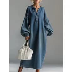 Saia jeans retrô desgastada de comprimento médio, Design de gola alta Polo, durável Casual, roupas femininas de viagem p