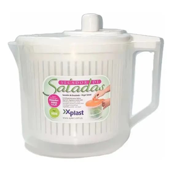 Centrífuga Manual Para Saladas Xplast 9306 2.5l Plástico Resistente Branco