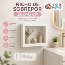 Nicho Decorativo de Sobrepor 28x40 cm para Banheiro, Cozinha, Sala e Quarto
