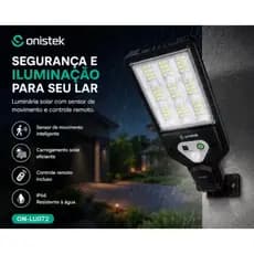 Luminária Solar LED com Sensor de Movimento e Controle Remoto IP66 Externa