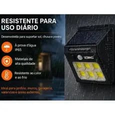 Luminária Solar LED LE-2233 com Sensor de Movimento 6 COB Recarregável 1600mAh Resistente à Água
