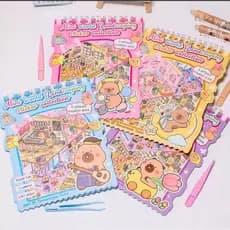 Livro Mini Cenário - Cartela de Adesivo 6 Cenários a=Adesivos Divertidos e pinças
