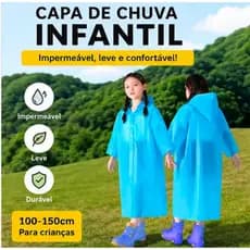 Capa de Chuva Infantil Impermeável com Capuz – Leve e Prática