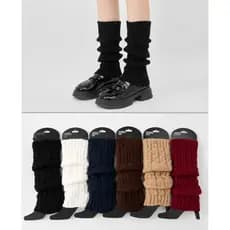 Polaina Feminina Tricot Inverno Canelada Estilo Coreano Confortável