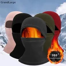 [GrandLarge] Capuz de Lã Quente para Motocicleta, Máscara Facial Completa, Gorro para Esportes e Corrida, Aquecedor de P