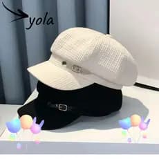 Boina YOLANDAGOODS, Chapéu Octogonal de Designer de Moda para Uso Diário, Acessório Vintage Feminino