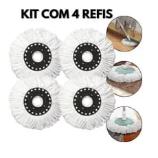 Refis para Mop Giratório 12L Kit com 4 Unidades em Microfibra Encaixe 16cm