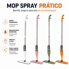 Rodo Mop Spray com Refil Microfibra Lavável Reservatório 400ml Limpeza Rápida e Prática