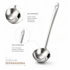 Concha Separadora 2 em 1 De Óleo e Gordura em Aço Inoxidável Colher de Sopa e Escumadeira