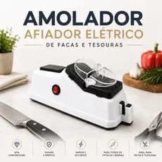 Amolador Afiador Elétrico de Facas e Tesouras Profissional Bivolt com 2 Rebolos de Refil Afiação Rápida Segura e Prática