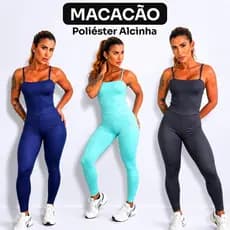 Macacão Fitness Feminino Modelador Zero Transparência Academia Treino Corrida Yoga Alcinha Cintura Alta Poliéster