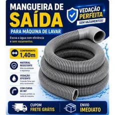 Mangueira Saída de Água Máquina Lavar Roupas - 1,40m - Electrolux, Brastemp, Consul entre outras