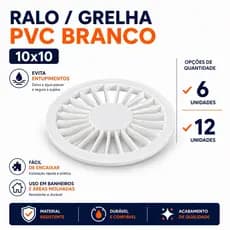 Ralo / Grelha 10x10 PVC 💧 Tampa Protetora | Evita Sujeira | Banheiro e Área Externa