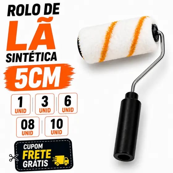 Rolo de Pintura Lã Sintética 5cm | Ideal para Detalhes | 1 3 6 8 e 10 Unidades