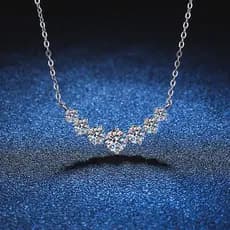 Colar de Moissanite Feminino, Joia de Casamento Exquisita, Acompanha Certificado, Banhado a Ouro Branco 18K com Prata Pu