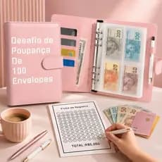 Desafio 100 Envelope Fichário, Folhas de Controle de Despesas, Orçamento Pessoal e para Casais Economizar Dinheiro
