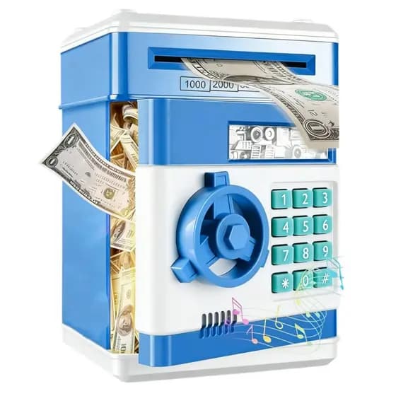 Cofrinho Digital com Senha 4 Dígitos - Cofre Infantil para Moedas/Cédulas + Led - Presente Meninos/Meninas