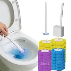 kit 24 cabeças da Escova de limpeza descartável do toalete com  escova da substituição Com base + haste