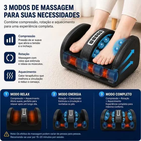 Aparelho Massageador de Pés com Calor Relaxante Linha Premium Terapia Anti Estresse