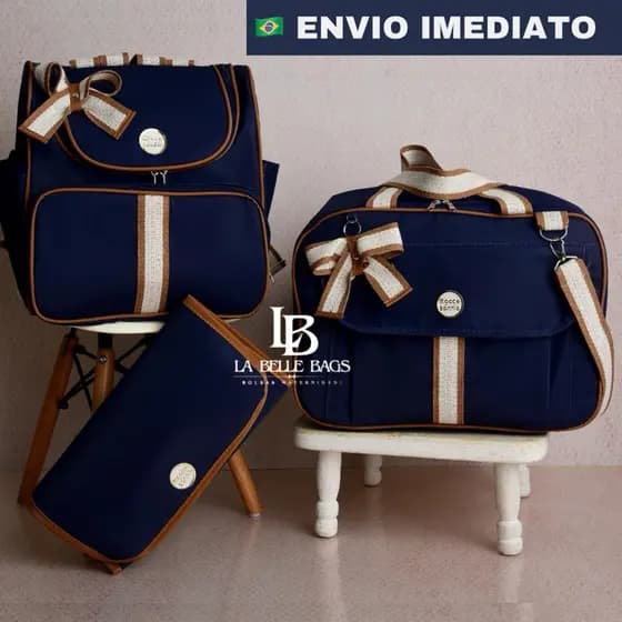 Kit bolsa maternidade 3 peças luxo c/ mochila versátil p/ bebe menino/menina kit mala (SONHO)