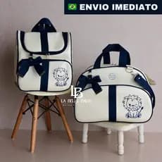 Kit bolsa maternidade 2 peças luxo c/ mochila versátil p/ bebe menino/menina (LEO LEAO,GALHO)