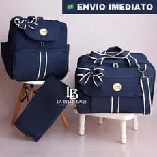 kit mala maternidade alta elegância 3 peças luxo c/ mochila versátil p/ bebe menino/menina (sonho)