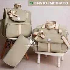 bolsa maternidade 3 peças luxo de alta elegância c/ mochila versátil p/ bebe menino/menina (sonho)