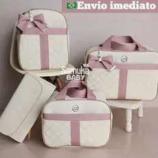Kit bolsa maternidade luxo 4 peças com mochila e trocador, Mala Maternidade para bebê (AD fita novo)