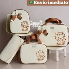 bolsa maternidade 4 peças luxo c/ mochila p/ bebe menino/menina kit mala alta elegância (AD NOVO)