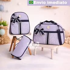 Kit bolsa maternidade luxo com 3 peças térmico impermeável kit mala para bebê menino/menina (AD 3P)
