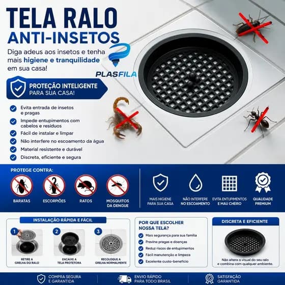 Tela Anti Inseto Escorpião Dengue Baratas Para Ralos 10cm Filtro Contra Entupimento Banheiro Cozinha Anti Mosquito Casa