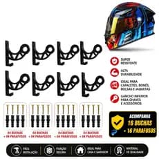 Kit 08 Suportes de Capacete Parede Moto Bike Porta Capacete Boné Mochila Bolsa Chapéu Promoção Envio Rápido Resistente