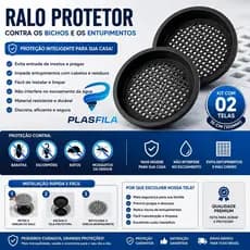 Kit 2 Tela Ralo Protetor Contra Insetos Dengue Barata 10cm Anti Escorpião Filtro Anti Entupimento Banheiro Cozinha Casa