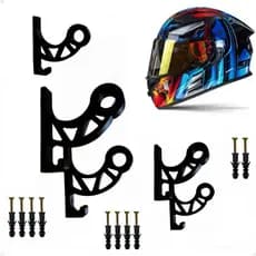 Kit 5 Suportes Porta Capacete Parede Gancho para Boné Chave Mochila Jaqueta Organização Prática Moto Bike Porta Chave