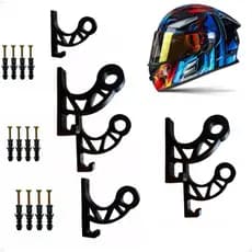 Kit 6 Suportes para Pendurar Capacete Acessório Porta Chave Fixado Na Parede Com Buchas e Parafusos Expositor Garagem