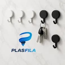 Kit Ganchos Adesivos Organizador Multiuso Plástico Parede Preto e Branco Dupla Face Forte Sem Furar Cozinha Banheiro