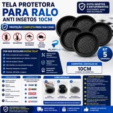 Kit 5 Tela Anti Inseto Para Ralo 10cm Contra Escorpião Barata Dengue Filtro Anti Entupimento Banheiro Cozinha Proteção