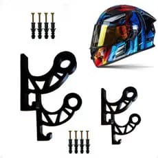 Kit 4 Suportes para Pendurar Capacete com Acessório porta Chave fixado Na Parede Com Buchas e Parafusos Multifuncional