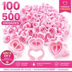 100 a 500 Anel Batoque Porta Cola Coração Rosa Extensão Cílios Micropigmentação Henna Sobrancelha Descartável Off