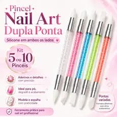 Kit 5 ou 10 Pincéis Silicone Boleador Ponta Dupla Nail Art Strass Pedraria Unha 3D Decoração Profissional