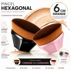 Pincel Hexagonal Para Base Mágico Até 02 Unidades Flawless Brush Preto Rosa Maquiagem Corretivo Primer Pó Escova Oval