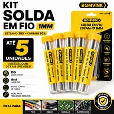 Solda Em Fio Estanho 1mm 20/80 10g Pack de 1 A 5 Unidades Para Reparos Fios Cabos Eletrônicos Tubo Tubete Portátil Off