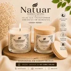 Vela Aromática Artesanal Natuar 100g Cera de Coco Vegana Premium Vários Aromas  Unidade ou Kit 2 Of