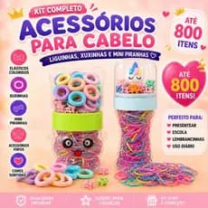 Kit 800 Peças Elástico Liguinha Cabelo Infantil Menina Xuxinha Rabicó Piranha Colorida Tubo Ursinho Unicórnio Bonequinha