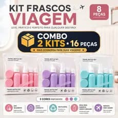 Kit Frascos Viagem 8 ou 16 Peças Necessaire Shampoo Condicionador Creme Avião Não Vaza Portátil Completo