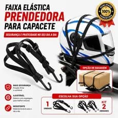 Prendedor de Capacete Rede Alça Elástica Moto Motocicleta Bagagem Ajustável Reforçada Carga Kit 1 ou 2 Unidades Redinha