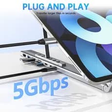 Suporte de extensão para Laptop, Hub USB C 8 em 1, com porta HDMI e USB, adaptador de porta C, suporte de extensão USBC,